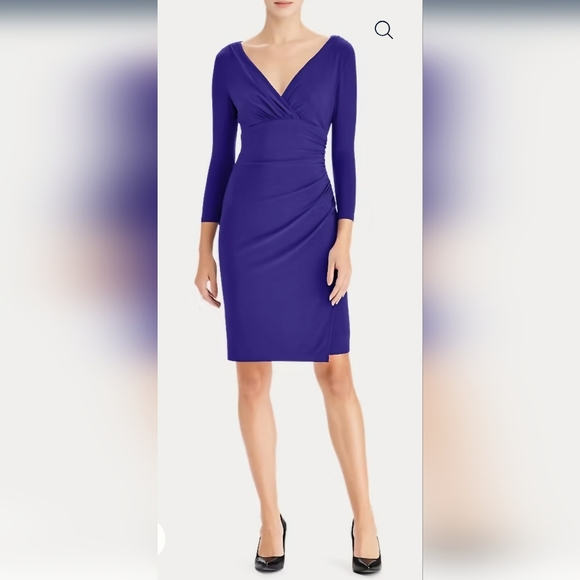 Lauren By Ralph Lauren Form-Fitting Purple Dress Knee-Length Women's Size 6 - Picture 1 of 13